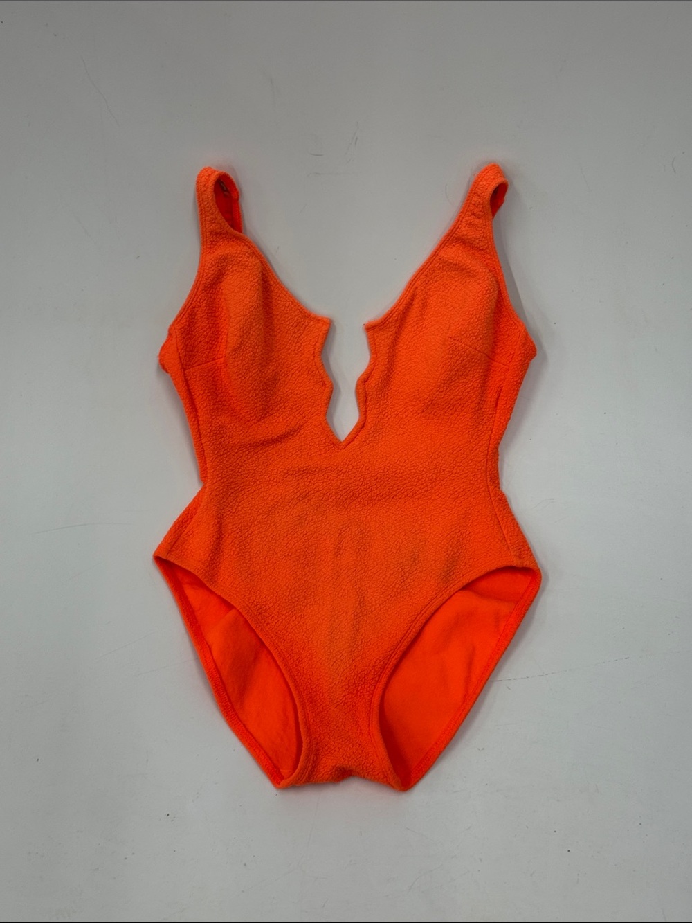 Vintage LaBlanca Textured Bright Neon Orange One-Piece Swimsuit